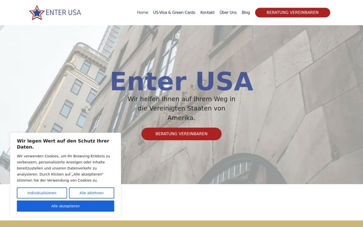 Screenshot von enterusa.de