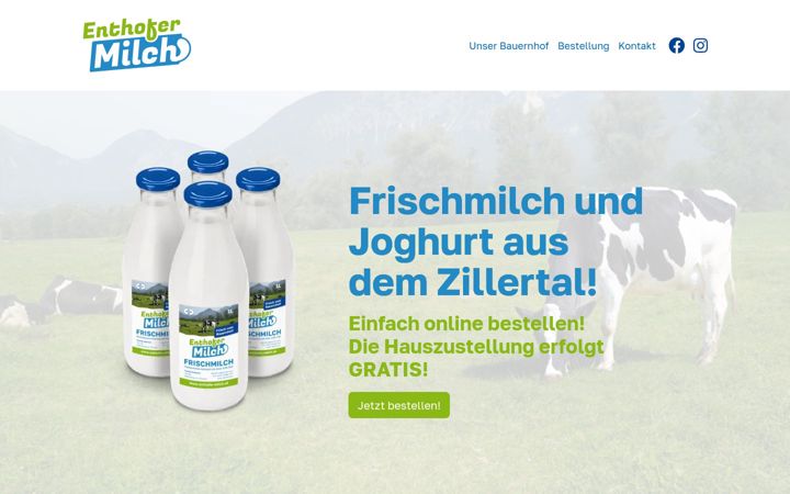 Screenshot von enthofer-milch.at