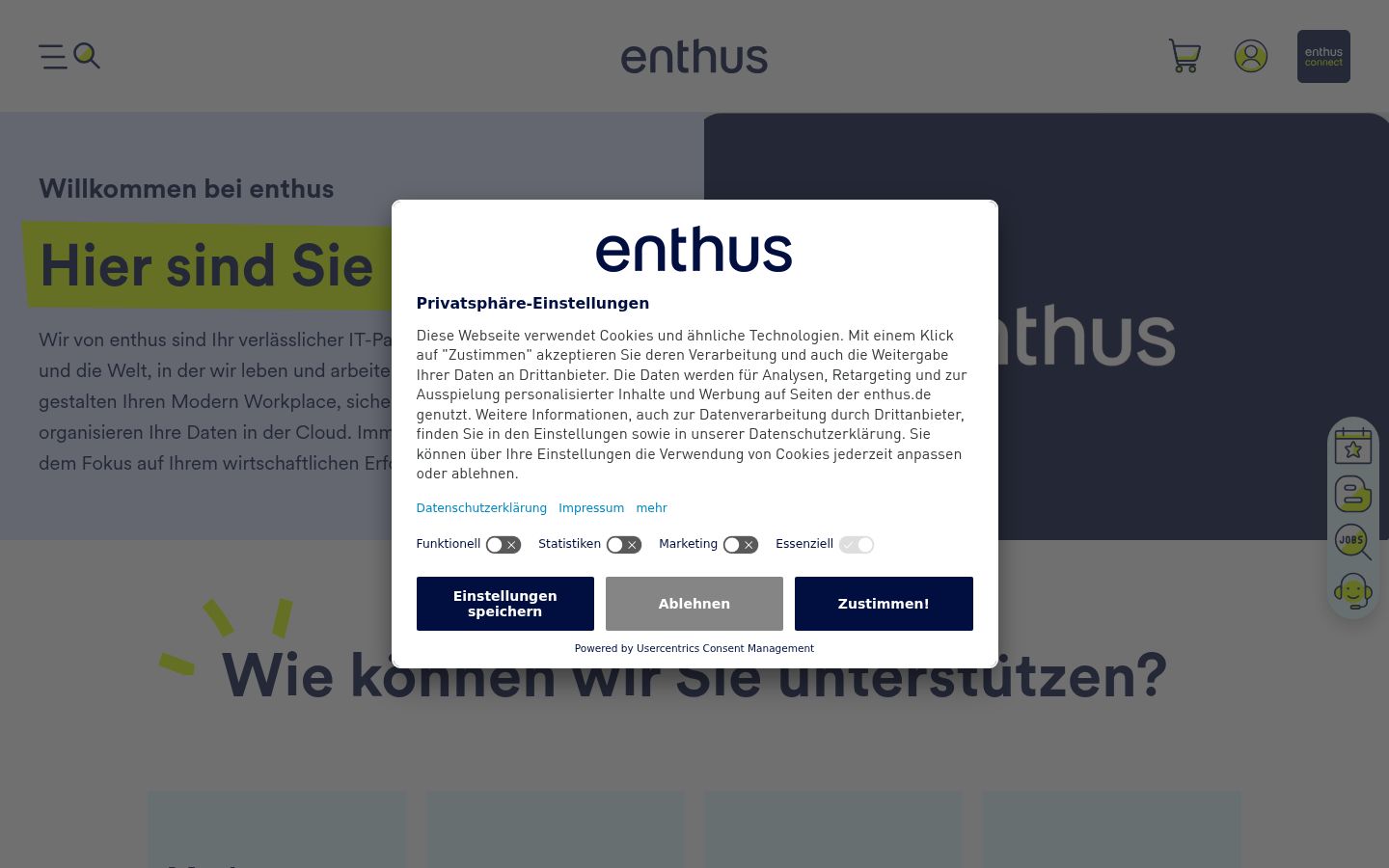 Screenshot del banner di consenso mostrato prima di qualsiasi interazione