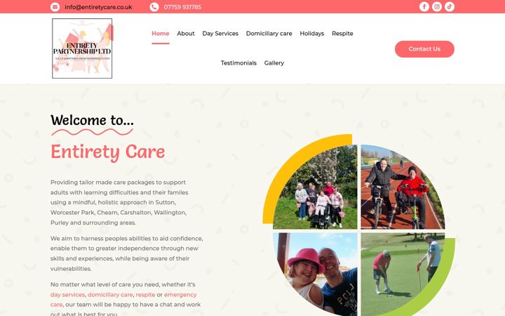 Screenshot of entiretycare.co.uk