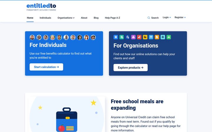 Screenshot of entitledto.co.uk