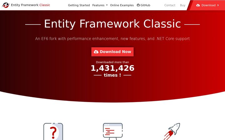 Captura de ecrã de entityframework-classic.net