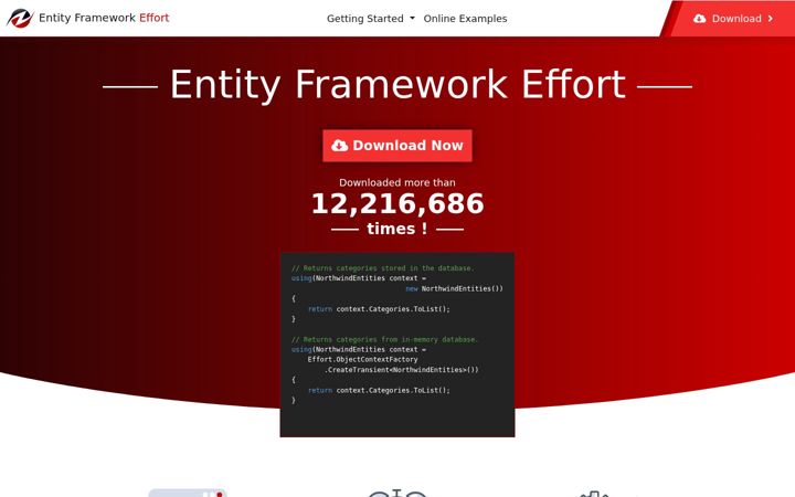 Captura de ecrã de entityframework-effort.net