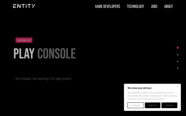 Screenshot of entitygames.com
