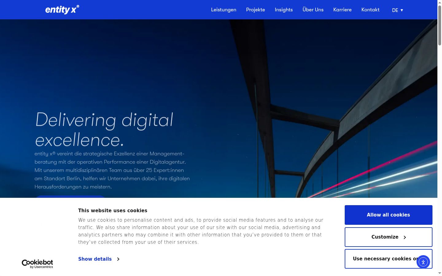 Screenshot of the consent banner shown before any interaction