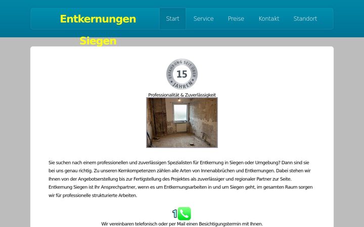 Ekrānuzņēmums no entkernung-siegen.de