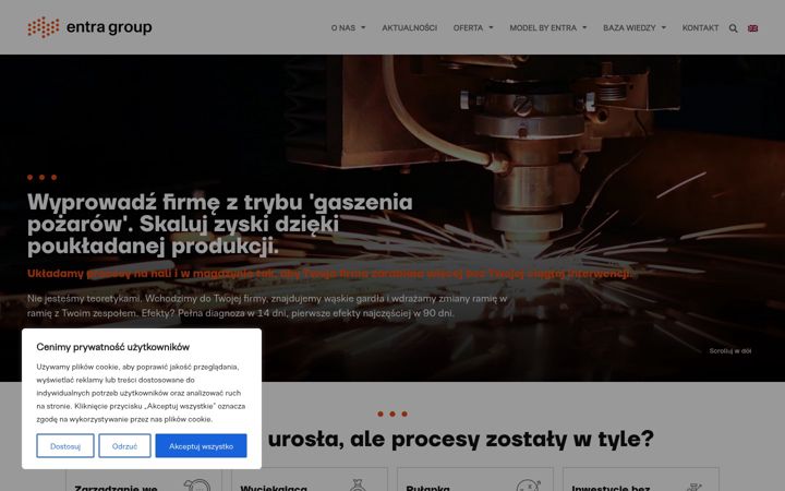 Snímek obrazovky entra-group.eu
