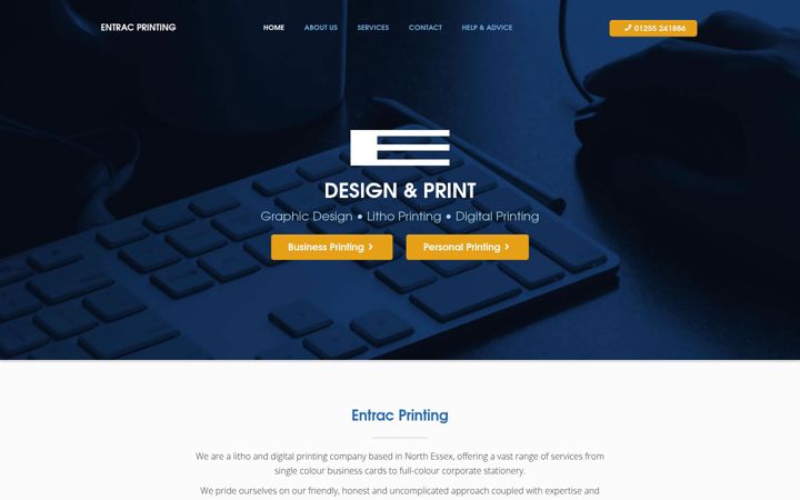 Screenshot of entracprinting.co.uk