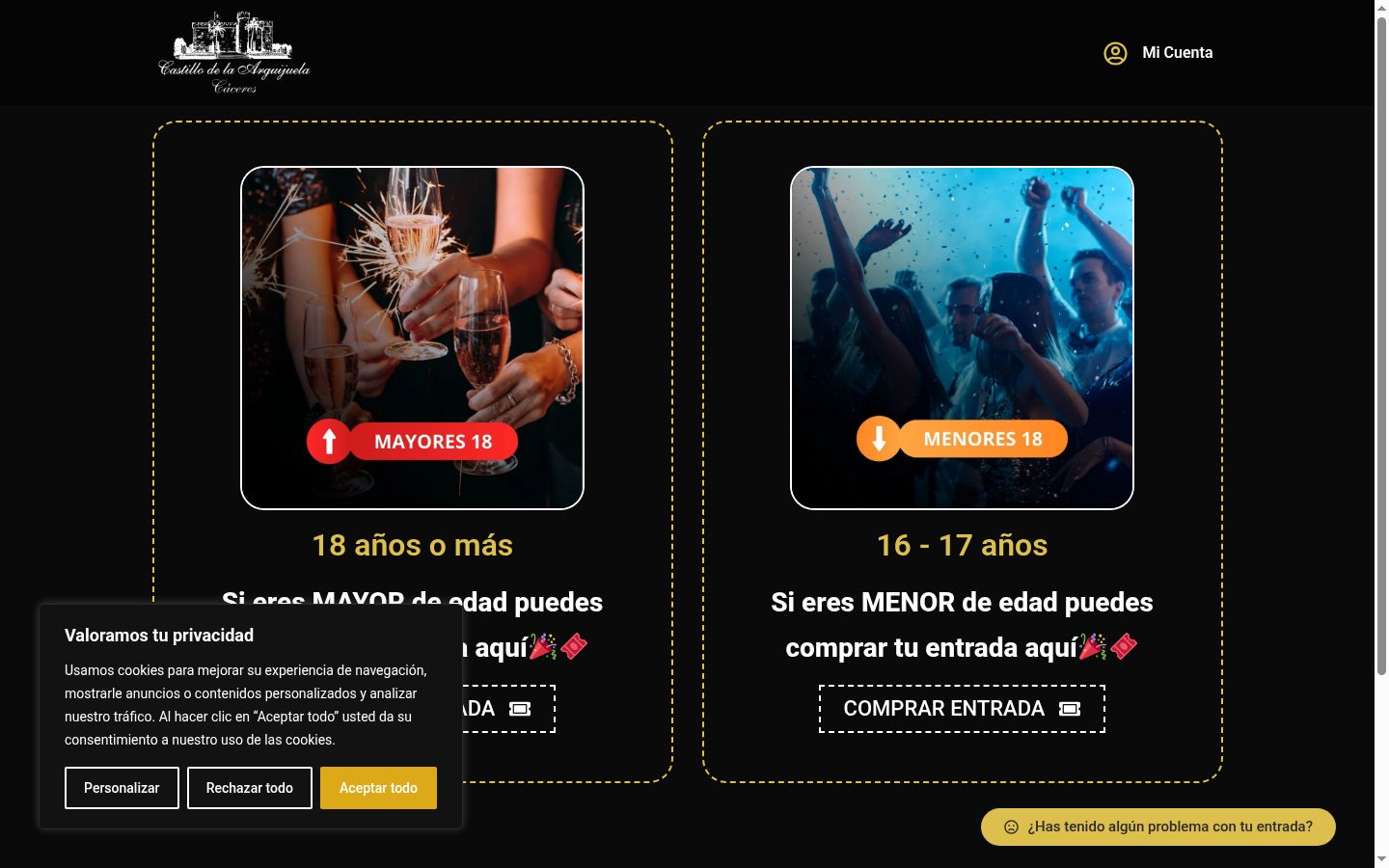 Screenshot del banner di consenso mostrato prima di qualsiasi interazione