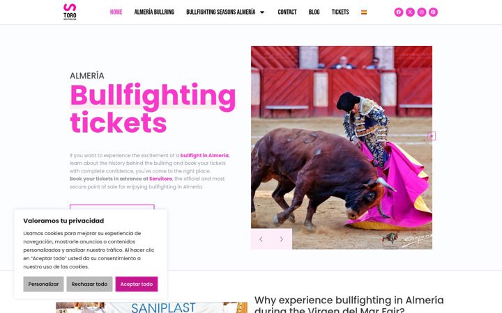 Screenshot of entradastorosalmeria.com