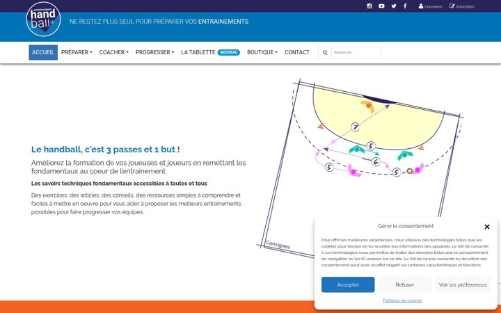 Screenshot ta' entrainement-handball.fr
