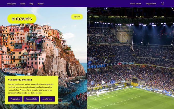 Screenshot of entravels.com