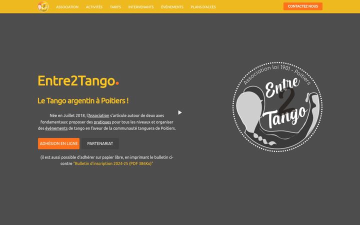 Screenshot ta' entre2tango.fr