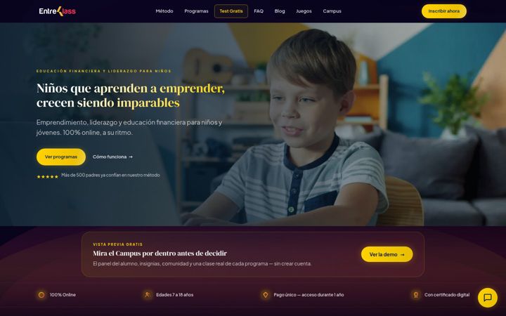 Screenshot of entreklass.com