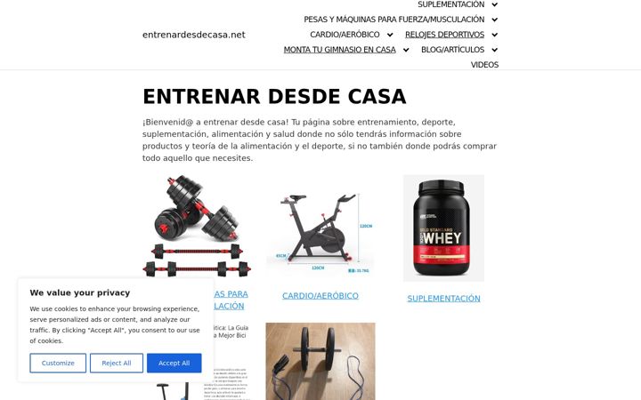 Captura de ecrã de entrenardesdecasa.net