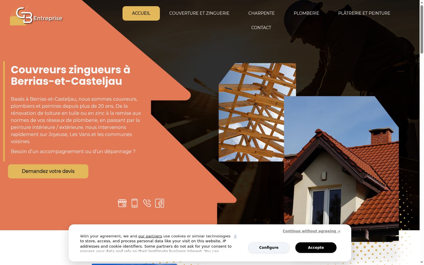 Screenshot del banner di consenso mostrato prima di qualsiasi interazione