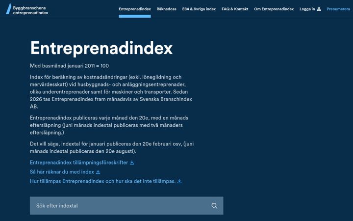Screenshot von entreprenadindex.se