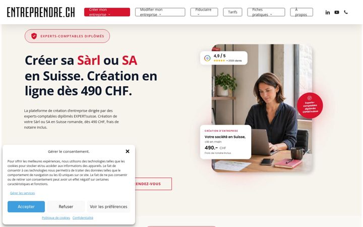 Ekrānuzņēmums no entreprendre.ch