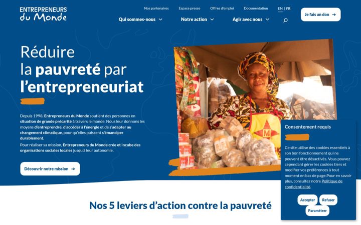 Captură de ecran a entrepreneursdumonde.org