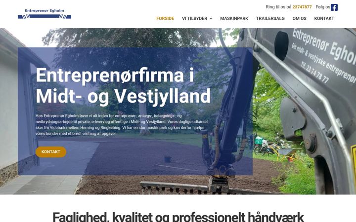 Screenshot stránky entreprenoer-egholm.dk