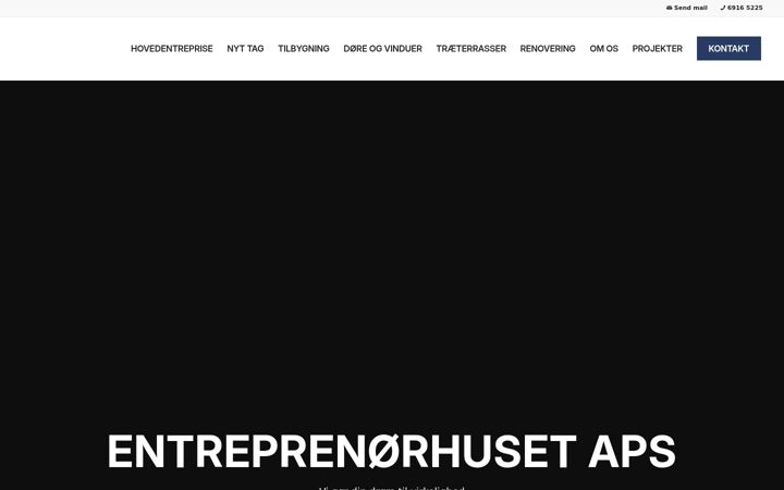 Screenshot stránky entreprenoerhuset.dk
