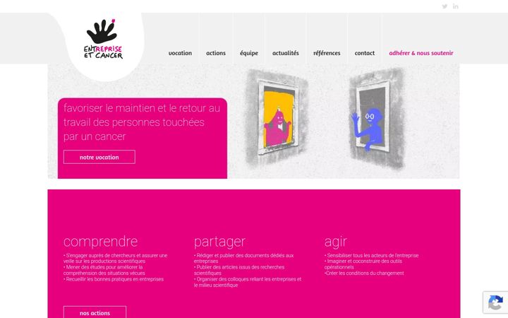 Snímek obrazovky entreprise-cancer.fr