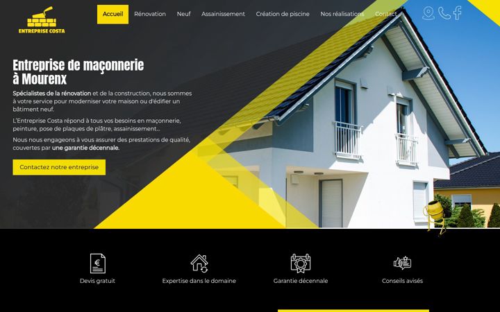 Snímek obrazovky entreprise-costa.fr