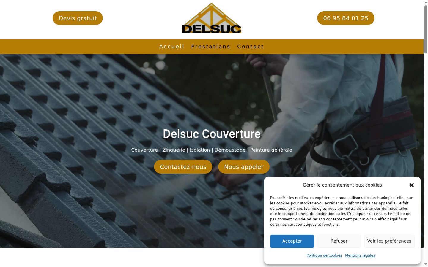 Screenshot del banner di consenso mostrato prima di qualsiasi interazione