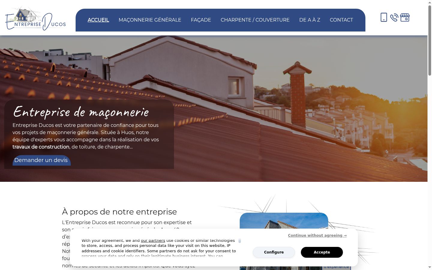 Screenshot del banner di consenso mostrato prima di qualsiasi interazione