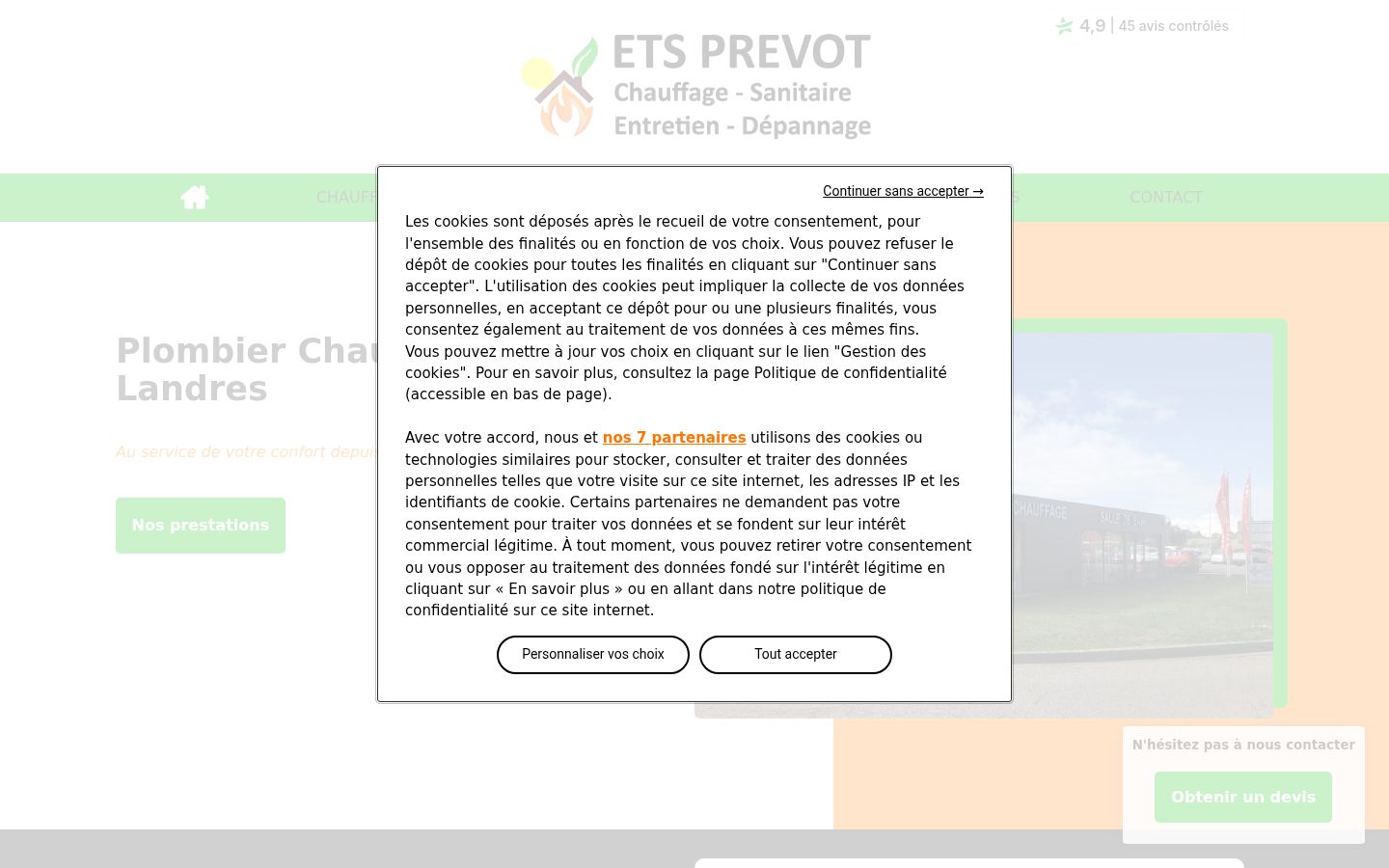 Screenshot del banner di consenso mostrato prima di qualsiasi interazione