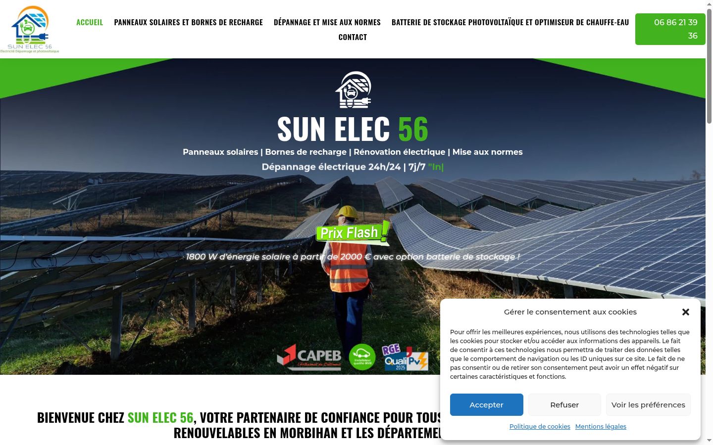 Screenshot del banner di consenso mostrato prima di qualsiasi interazione