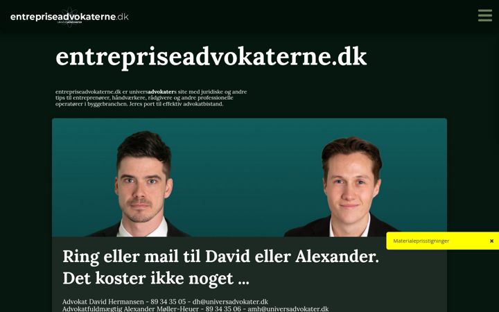 Screenshot stránky entrepriseadvokaterne.dk