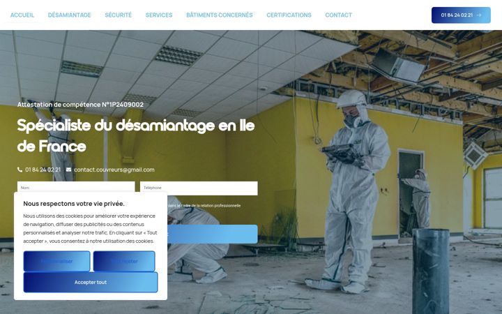 Snímek obrazovky entreprisedesamiantage.fr