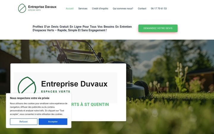 Snímek obrazovky entrepriseduvaux.fr