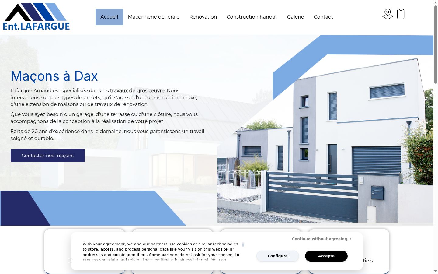Screenshot del banner di consenso mostrato prima di qualsiasi interazione