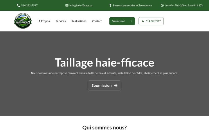 Captură de ecran a entrepriselhaiexpert.ca