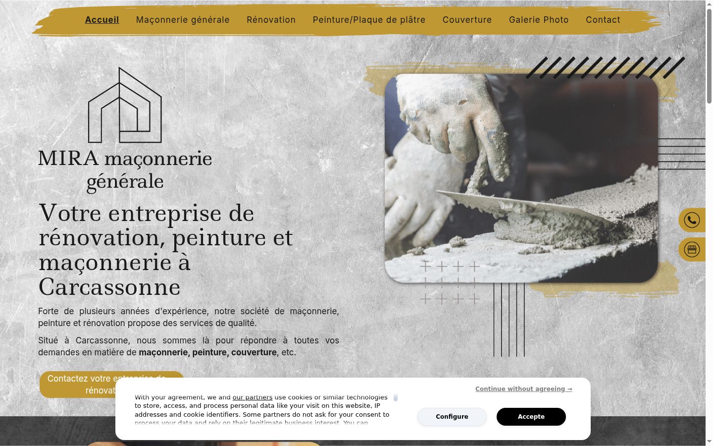 Screenshot del banner di consenso mostrato prima di qualsiasi interazione