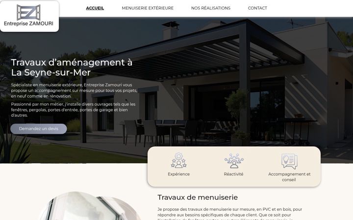 Screenshot ta' entreprisezamouri.fr