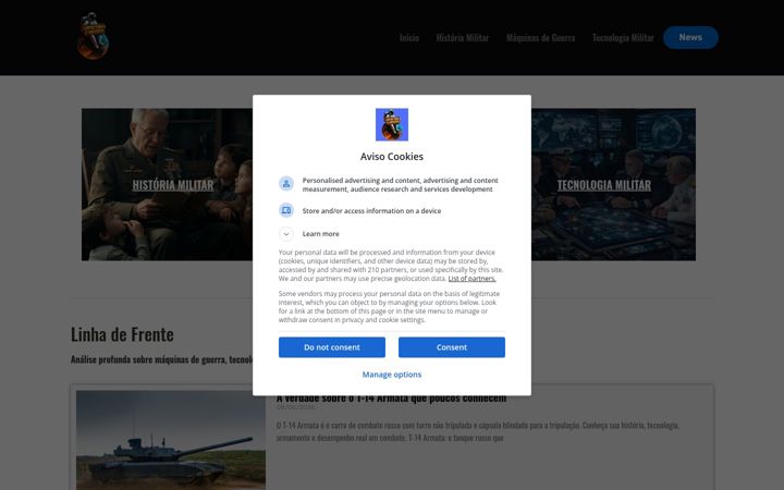 Captură de ecran a entretendoouniverso.com.br