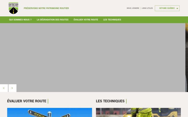 Skjámynd af entretiendesroutes.ca