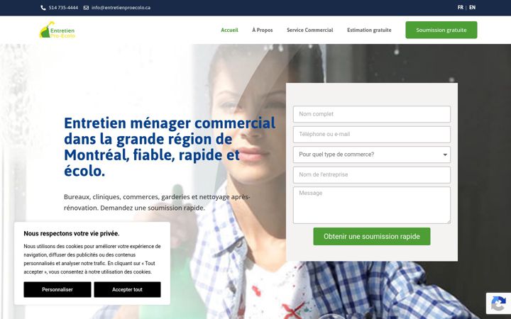Skjámynd af entretienproecolo.ca