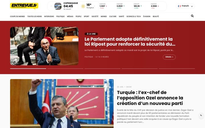 Screenshot stránky entrevue.fr