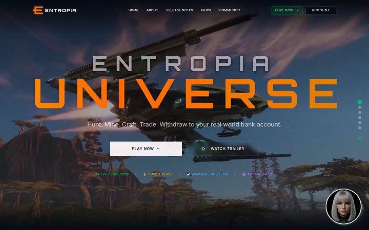 Screenshot of entropiauniverse.com