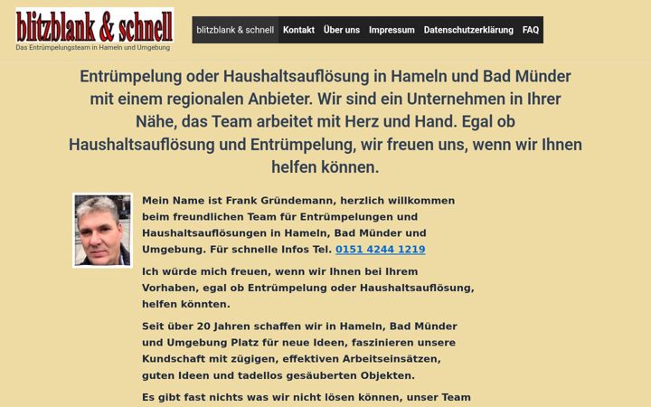 Captura de pantalla de entruempelung-hameln-blitzblank.de