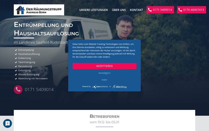 Snímek obrazovky entruempelung-saalfeld.de