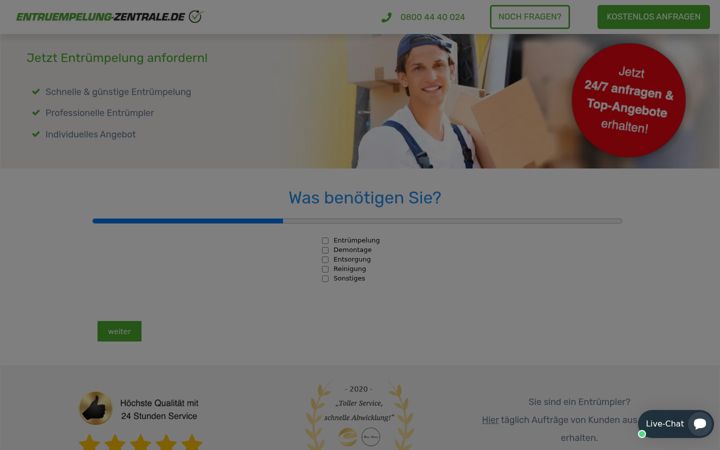 Snímek obrazovky entruempelung-zentrale.de
