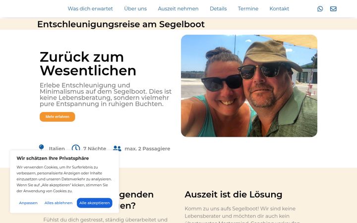 Snimka zaslona za entschleunigung-am-segelboot.info
