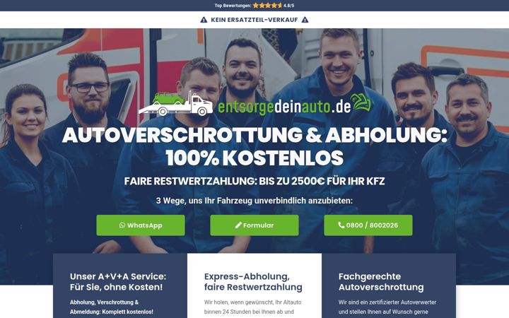 Screenshot του entsorgedeinauto.de