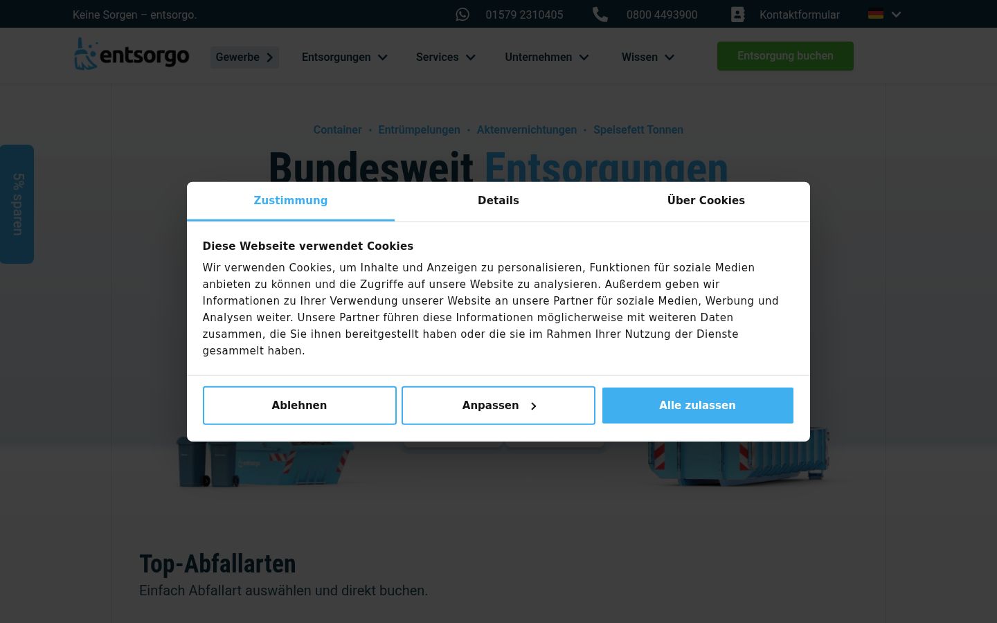 Screenshot of the consent banner shown before any interaction