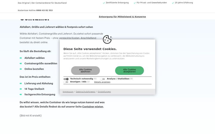 Captura de ecrã de entsorgung.de